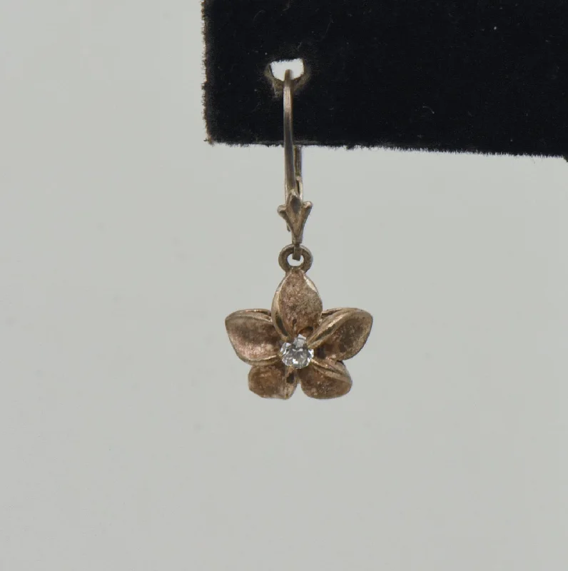 ladies earrings clearance-UNMATCHED Copper Tone Sterling Silver Rhinestone Flower Dangle Earring