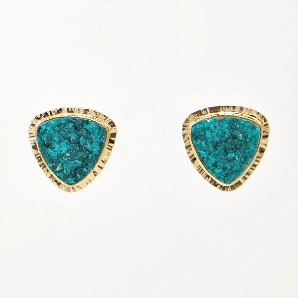 ladies earrings clip on-Drusy Chrome Dioptase Earring