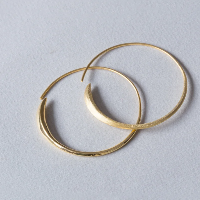 ladies earrings classic-Gold Wrap Over Hoop Earrings