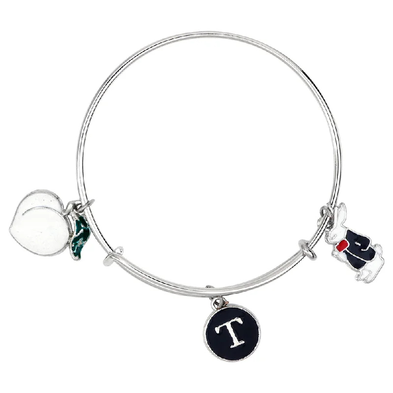 Ladies bracelets duo set -Mahi T Letter & Rabit Shaped Enamel Work Charm Bracelet with Rhodium Plated for Girls (BRK1100896R)