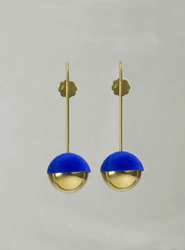 ladies earrings round-Drop Earrings with Electric Blue Flocking