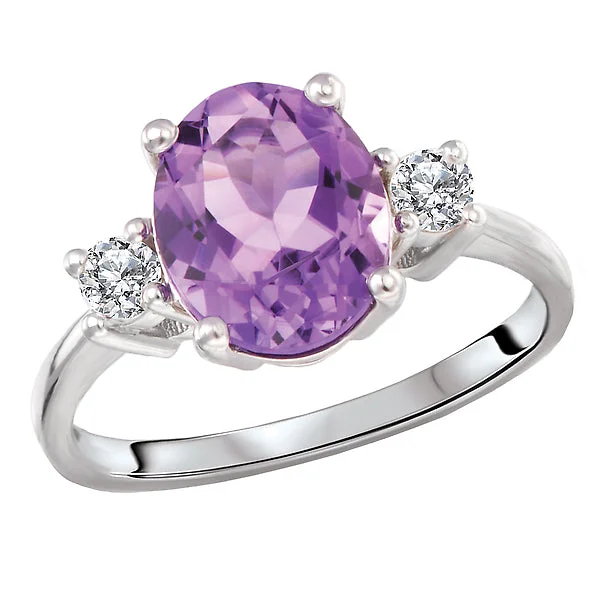 Ladies rings simple glow -Amethyst Sterling Silver Fashion Ring