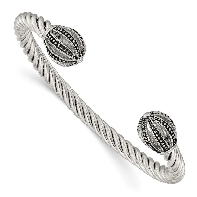 Ladies bracelets blossom shine -Stainless Steel Antiqued Twisted Cuff Bracelet