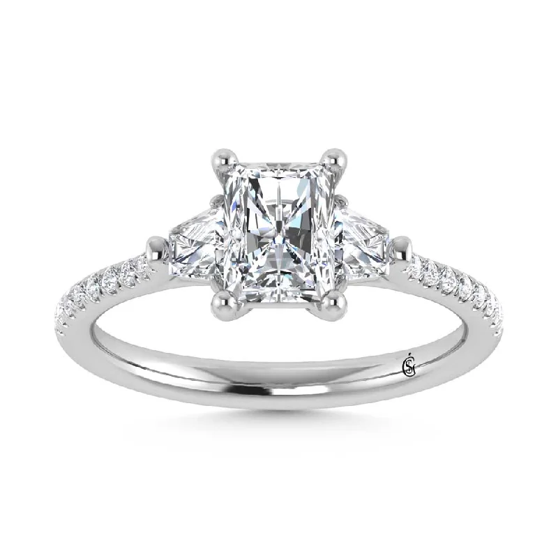 ladies engagement rings pear-14K White Gold Lab Grown Diamond 1 3/8 Ct.Tw. Engagement Ring