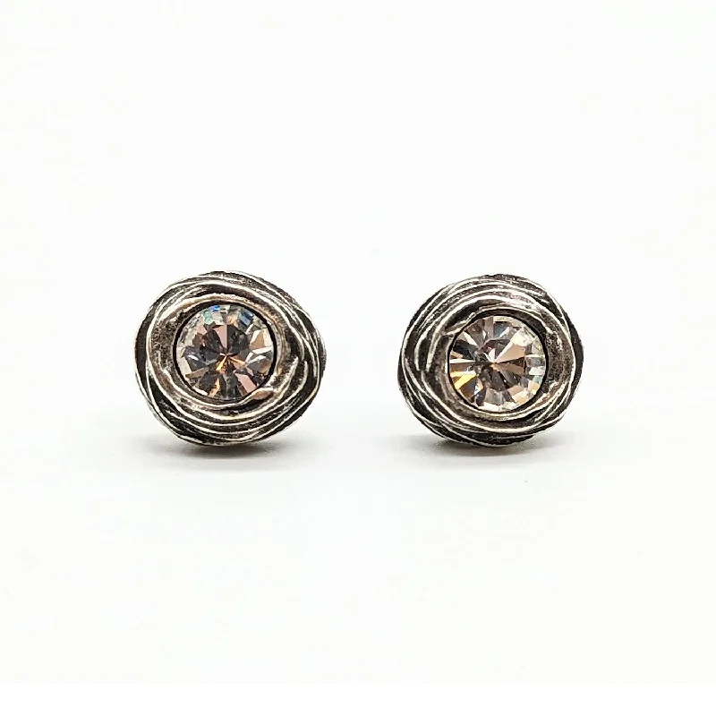 ladies earrings lab grown-Nest Earrings - Silver