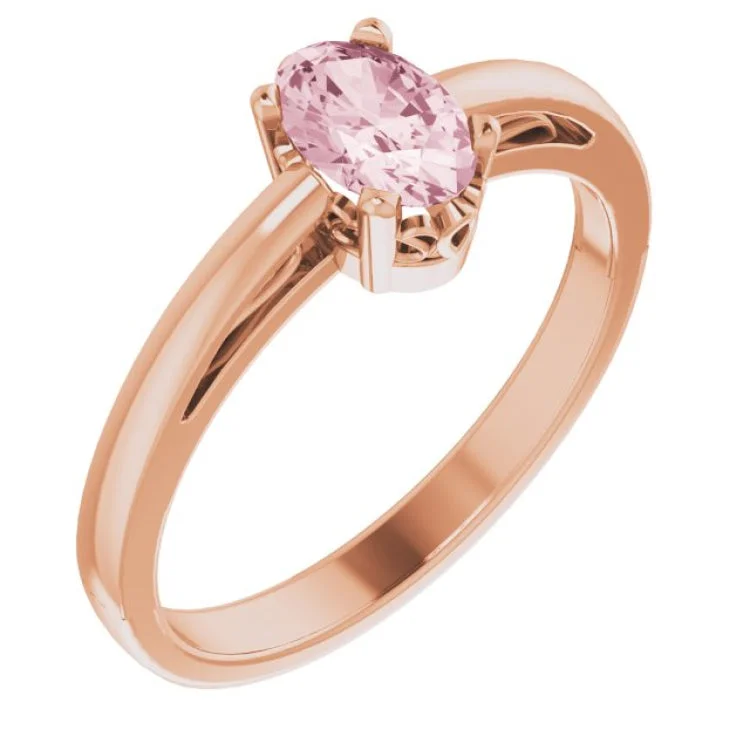 Ladies rings rare glow -14K Rose Natural Morganite Solitaire Ring