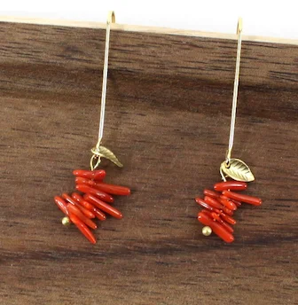 ladies earrings blue nile-Earrings - Coral Semi- Precious Stone