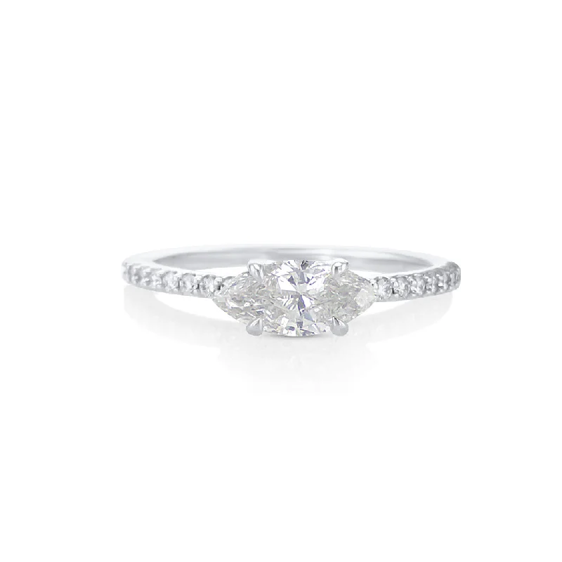 ladies engagement rings sizes-1.20 CT Marquise Diamond East-West Prong Set 14K White Gold Engagement Ring