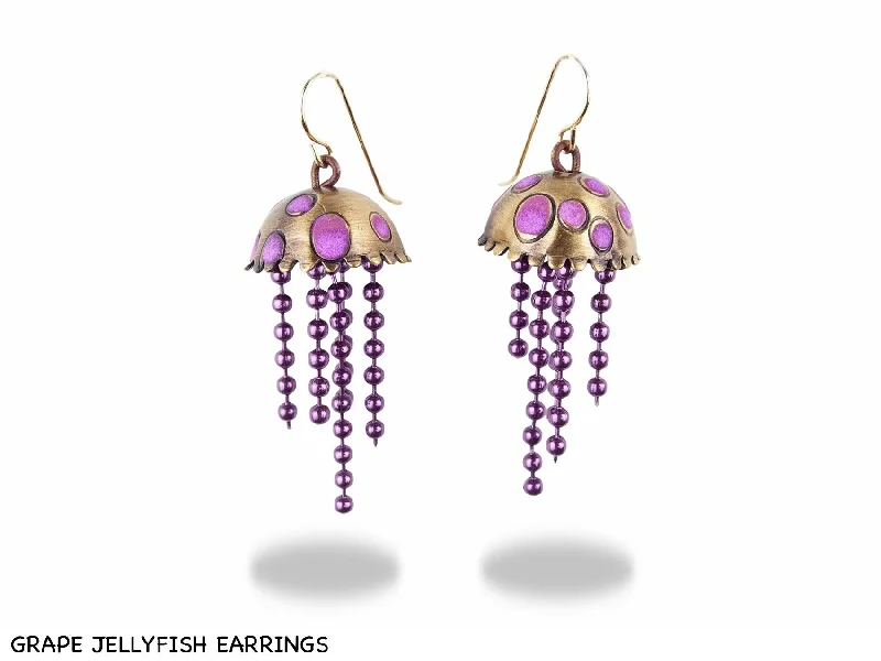 ladies earrings maintenance-Grape Jellyfish Earrings