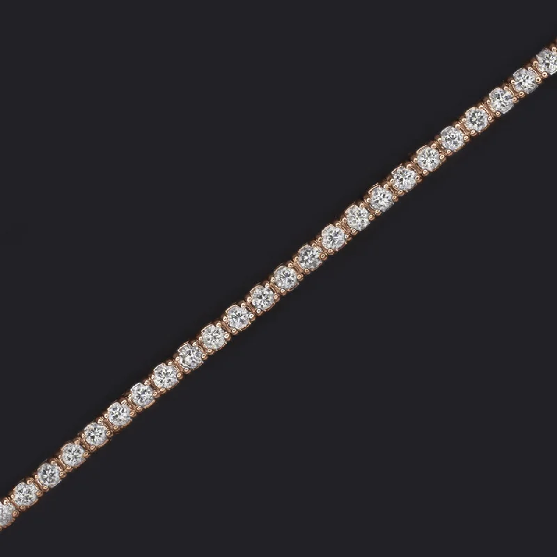 Ladies bracelets wow charm -1ct VERY GOOD CUT DIAMOND TENNIS BRACELET 14K ROSE GOLD ROUND BRILLIANT NATURAL