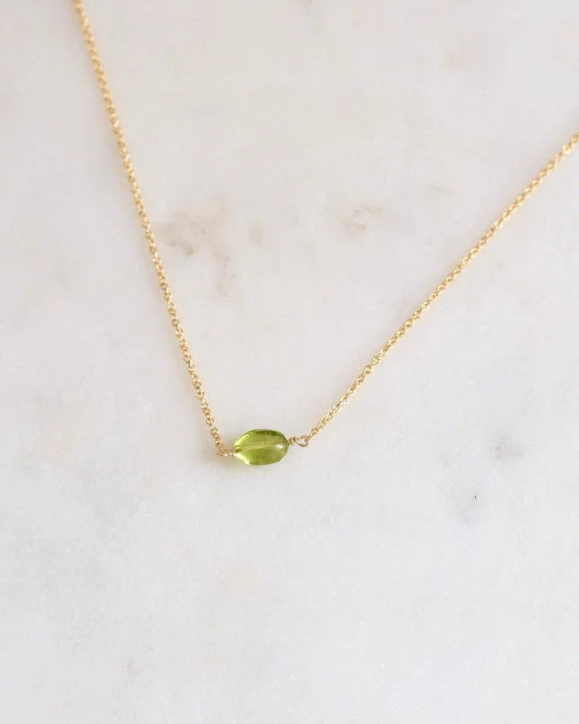 ladies necklaces birthstone-Peridot One Point Necklace