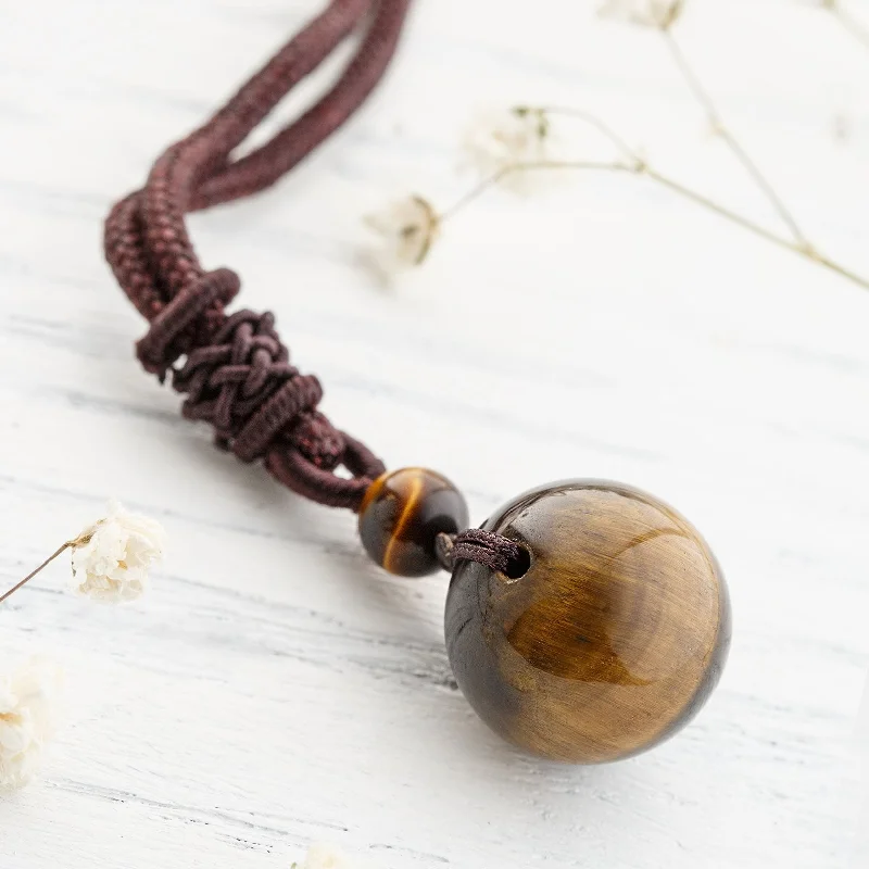 ladies necklaces classic-Tiger's Eye Stone Necklace