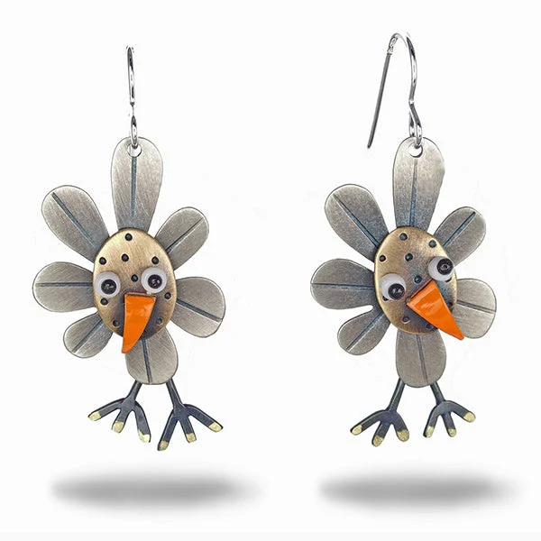 ladies earrings durable design-Flower Bird Earrings